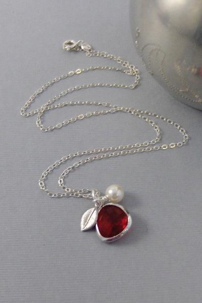 Cranberry Blossom,Necklace,Red,Birthstone,Ruby,Ruby Necklace,Silver Necklace,Wedding,Birdesmaid,Sterling Silver,Valley Girl Designs