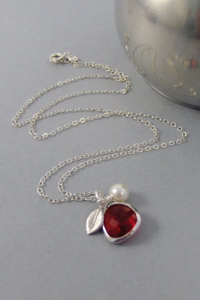 Cranberry Blossom,Necklace,Red,Birthstone,Ruby,Ruby Necklace,Silver Necklace,Wedding,Birdesmaid,Sterling Silver,Valley Girl Designs