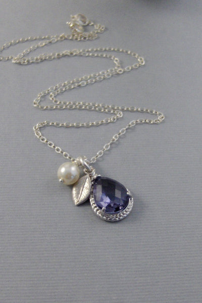 Blue Lavender Necklace,Purple,Birthstone,Amethyst,Amethyst Necklace,Silver Necklace,Wedding,Birdesmaid,Sterling Silver,Valley Girl Design