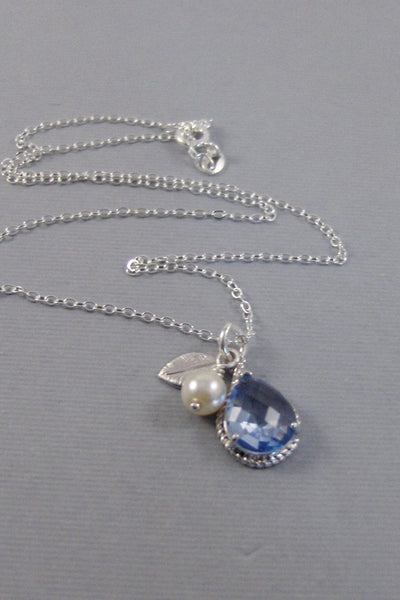 Light Sapphire,Necklace,September Birthstone,Blue Necklace,Blue Stone,Necklace,Silver Necklace,Wedding,Birdesmaid,SterlingValley Girl Design