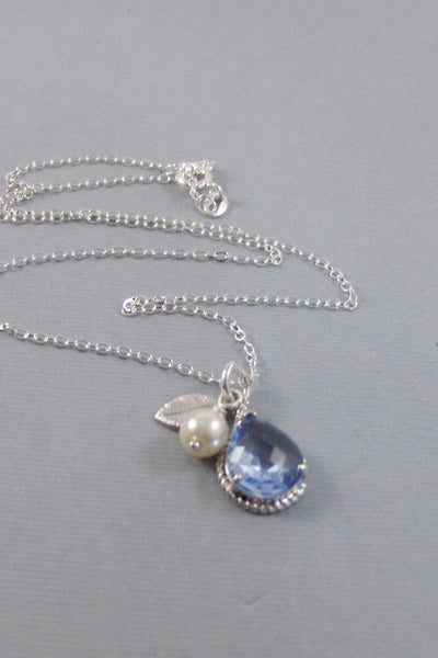 Light Sapphire,Necklace,September Birthstone,Blue Necklace,Blue Stone,Necklace,Silver Necklace,Wedding,Birdesmaid,SterlingValley Girl Design