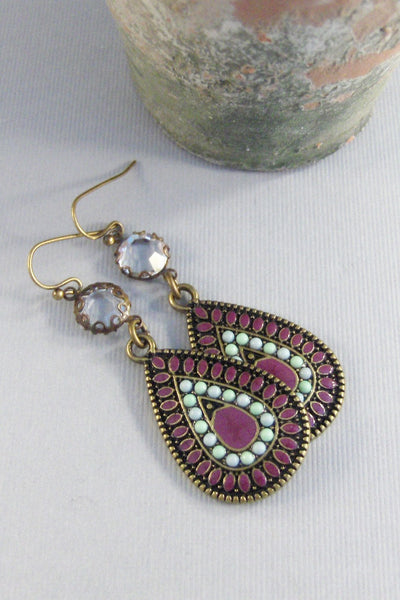 Violet Soul,Earring,Purple Earring,Violet Earring,Gypsy,Gypsy Earring,Bohemian,Long Earring Turquoise,Vintage Earring. Valleygirldesigns