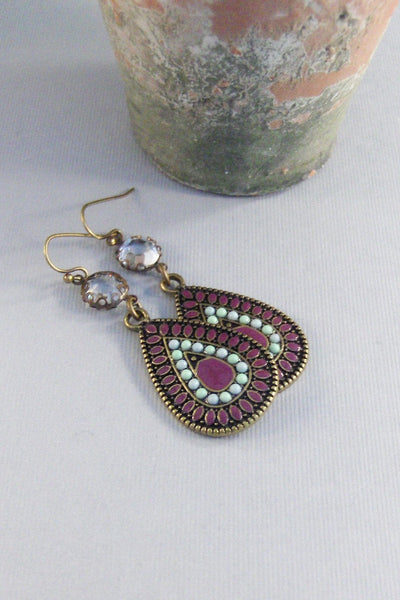 Violet Soul,Earring,Purple Earring,Violet Earring,Gypsy,Gypsy Earring,Bohemian,Long Earring Turquoise,Vintage Earring. Valleygirldesigns