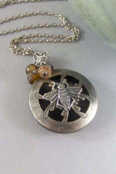 Scented Bee,Locket,Silver,Apothecary,Choose Your Scent,Queen Bee,Bee Ncklace,Bee,Bee Locket,Scent Locket,Antique Locket,valleygirldesigns.