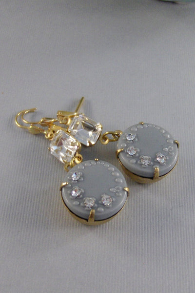 Earl Grey,Earring,Grey Earring,Diamond,Diamond Earrings,Bride Earring,Bridal Earring,Wedding,Long Earring,Crystal Earring,Neutral Earring