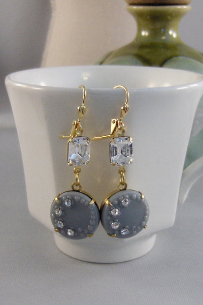 Earl Grey,Earring,Grey Earring,Diamond,Diamond Earrings,Bride Earring,Bridal Earring,Wedding,Long Earring,Crystal Earring,Neutral Earring