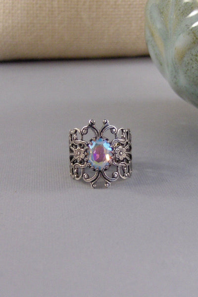 Snow Maiden,Ring,Cocktail Ring,Sapphire Ring,Antique Ring,Blue Ring,Adjustable,Bridesmaid,Blue Stone,Birthstone. valleygirldesigns.