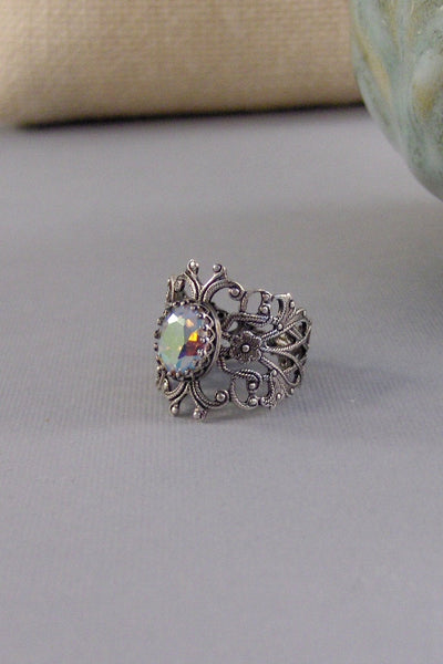 Snow Maiden,Ring,Cocktail Ring,Sapphire Ring,Antique Ring,Blue Ring,Adjustable,Bridesmaid,Blue Stone,Birthstone. valleygirldesigns.