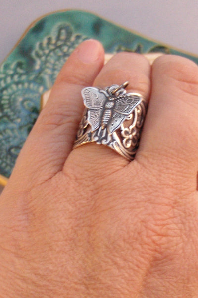 Gypsy's Butterfly,Ring,Silver,Butterfly Ring,Wing Ring,Antique Ring,Silver Ring,Woodland,Wedding,Butterfly Jewelry,Fluttervalleygirldesigns.