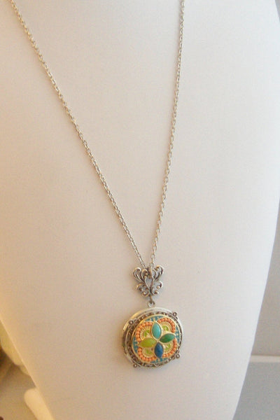 Gypsy Spell,Locket,Silver,Turquoise Necklace,Orange Necklace,Necklace,Antique Locket,Blue Stone,Green STone,aqua STone.valleygirldesigns.