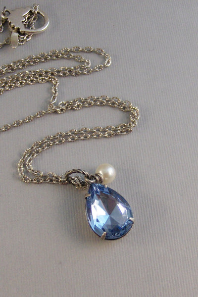 Vintage Sapphire,Necklace,Pendant,Silver Necklace,Sapphire,Vintage,Vintage Rhinestone,Sapphire Necklace.Sapphire Locket,valleygirldesigns.