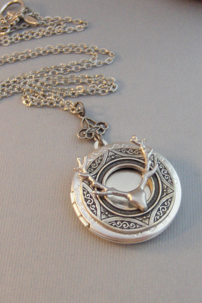 Stag,Deer,Deer Locket,Silver Locket,Silver Necklace,Deere,Dear,Silver,Woodland,Antique Locket.Deer Necklace,Deer  valleygirldesigns.