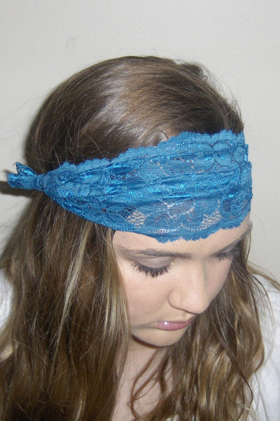 Water,Gypsy Lace,Headband,Blue Lace Headband,Blue Headband,Stretchy,Headband,Bridal Hair,Hair Accessory,Head ,Elastic Headband,Bohemian