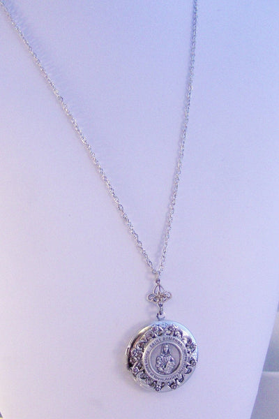 Saint Dymphna,Necklace,Locket,Silver Locket,Saint,Saint of Mental Health,Mental Health,Anxiety Stress,Patron Saint,Dyphna,valleygirldesigns