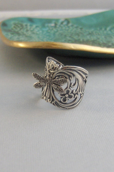 Gypsy's Dragonfly,Ring,Silver,Dragonfly,Dragonfly Ring,Antique Ring,Silver Ring,Woodland,Wedding,Dragonfly Jewelry,valleygirldesigns.