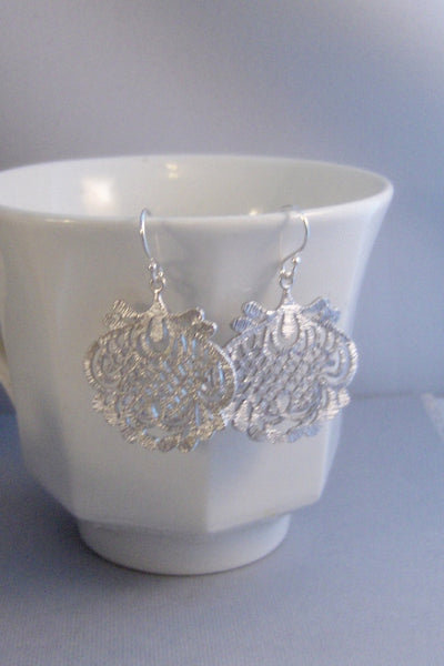 Bohemian Lace,Bohemian Earring,Lace,Gypsy Earring,Silver Earrings,Sterling Silver Earring,Bridesmaid Earring,Weddingvalleygirldesigns