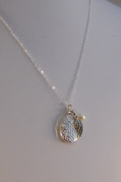 Angels Among Us,Lockets,Sterling silver locket,Angel Wing,Angel Locket Angel Necklace,Photo Locket,Lockets