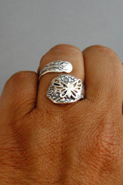 Sterling Butterfly Ring,Butterfly Ring,Silver,Spoon,Spoon Ring,Butterfly,Antique Ring,Silver Ring,Sterling,Wedding valleygirldesigns.
