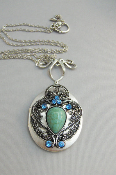 Gypsy Wind,Locket,Silver,Turquoise Necklace,Gemstone,Necklace,Antique Locket,Blue Stone,Sapphire,Sapphire Birthstone,Aqua,Teal,Blue