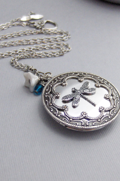 Dragonfly,Birthstone,Dragonfly Necklace,Dragonfly Locket,Antiqued Silver,Charm,Wings,Dragonfly Necklace,Birthstone,Birth valleygirldesigns