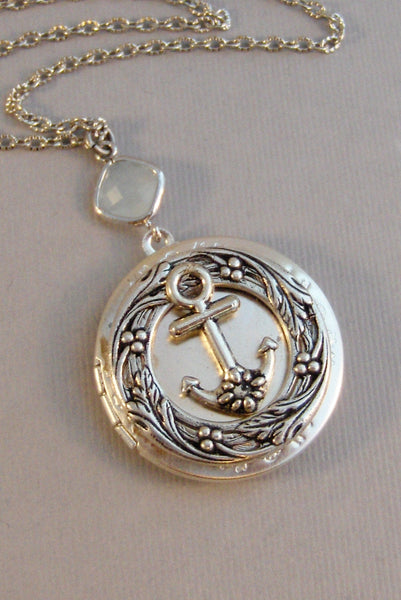 Mystic Sails,Anchor,Anchor Locket,Luck,Nautical Necklace,Silver Locket,Silver Necklace, Locket,Anchor,Ocean Locket,Water valleygirldesigns.