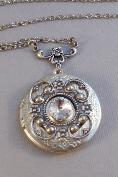 Diamonds and Lace,Locket,Necklace,Diamond,Diamond Necklace,Diamond Locket,Vintage Locket,Vintage Necklace,Vintage,Crystal,valleygirldesigns.
