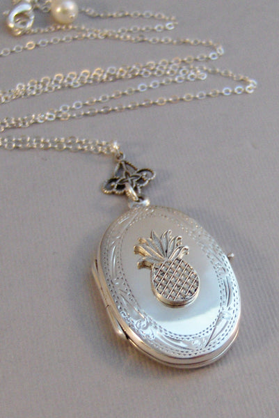 Pineapple,Locket,Sterling Silver,Pineapple,Necklace,Pendant,Friendship Locket,Friendship Necklace,Friendship Pineapple,Friend,Best Friend