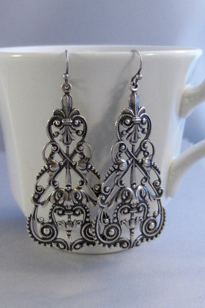 Boho Chic,Silver Earrings,Antique,Vintage Style,Wedding,Bride,Antique Earrings,Boho,Hamsa,Boho Earring,Hoop Earring.valleygirldesign