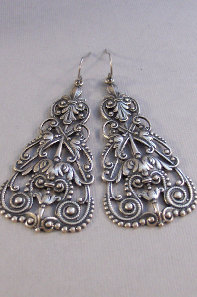 Boho Chic,Silver Earrings,Antique,Vintage Style,Wedding,Bride,Antique Earrings,Boho,Hamsa,Boho Earring,Hoop Earring.valleygirldesign