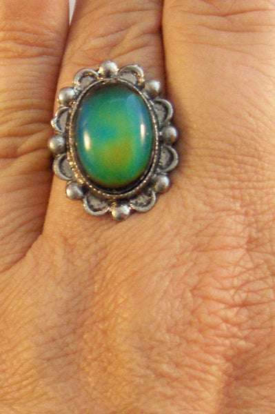 Misty's Mood Ring,Ring,Silver,Mood Ring,Antique Ring,Silver Ring,Wrapped,Adjustable,Bridesmaid,Mood Stone,Stone,Mood. valleygirldesigns.