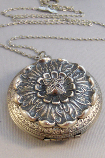 Butterfly Garden,Locket,Butterfly Locket,Necklace,Butterfly,Silver Locket,Butterfly Necklace,Locket,Boho,Gypsy,LargeLocket.valleygirldesigns
