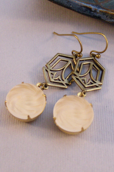 Bridal,Cream Earring,Vintage Earring,Vintage Rhinestone Earring,Vintage Jewelry,Taupe Earring,Neutral,Vintage Earrings, valleygirldesigns.