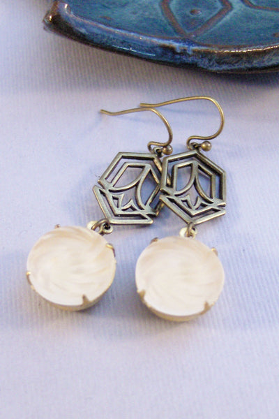 Bridal,Cream Earring,Vintage Earring,Vintage Rhinestone Earring,Vintage Jewelry,Taupe Earring,Neutral,Vintage Earrings, valleygirldesigns.