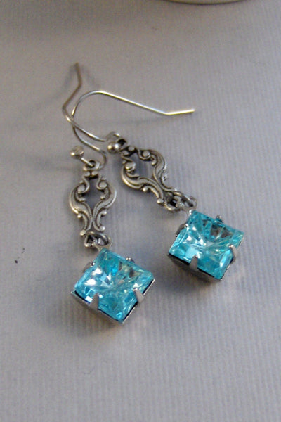 Aquamarine Earring,Aquamarine Jewelry,Aquamarine Birthstone,March Birthstone,Blue Stone,Aqua Earring,Blue Earring,Princess Earring,Valleygir