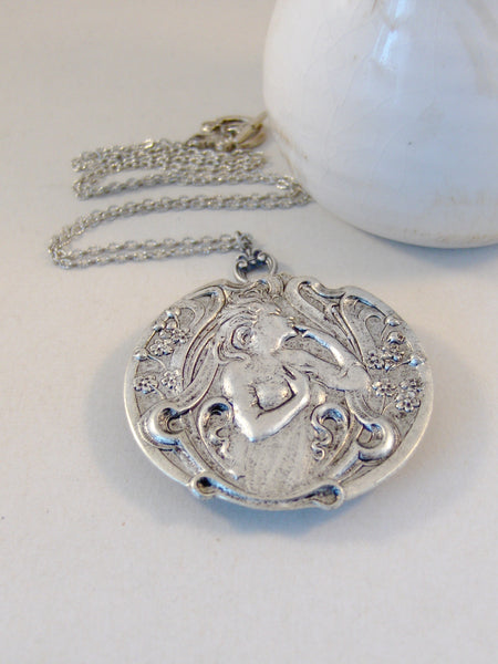 Locket,Necklace,Vintage Style Locket,Freya,Goddess,Goddess Locket,Silver Locket,Photo Locket,Locket Necklace,Lockets,Valleygirldesigns,ValleyGirl,Vintage Locket