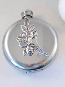 Flask,Hip Flask,Silver Flask,Alcohol,Bachelorette,Floral Flask,Flower Flask,Liquor,Stainless Steele Flask,Flasks,Goddess,Freya