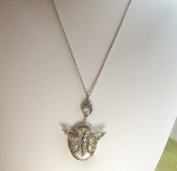 Mariposa, Silver Locket, Butterfly Locket, Necklace,Victorian Style,Silver Chain. Handmade Jewelry by valleygirldesigns on Etsy.