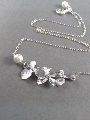 Serena,Silver Necklace, Cherry Blossom Necklace,Pearl Necklace, Flower,Sterling Silver. Handmade jewelery by valleygirldesigns on Etsy.