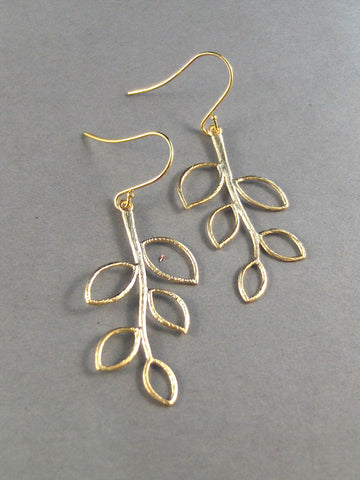 Olive Branch,Gold Earrings,Wedding Jewelery, Gold Filled,Wedding,Bride,Twigg,Nature. Handmade jewelery by valleygirldesigns on Etsy.