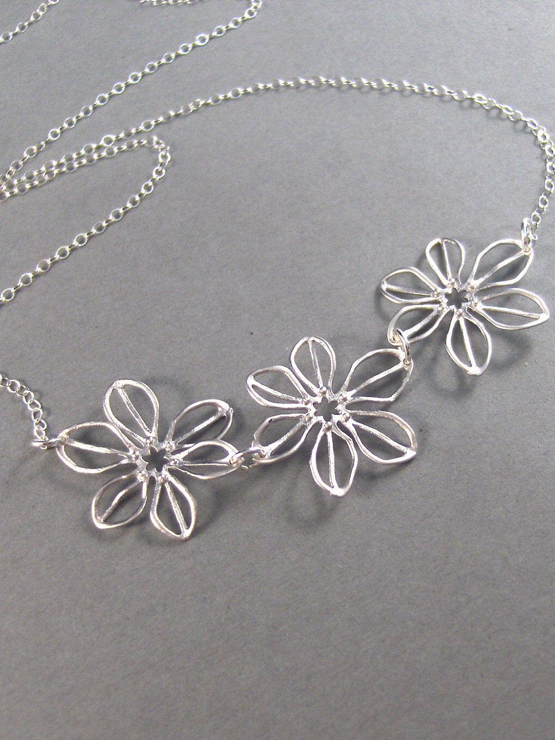 SALE Jennifer,Sterling Silver,Silver Necklace,Flower,Sterling Necklace,Cherry Blossom,Wedding, valley girl designs on Etsy,