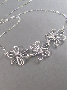 SALE Jennifer,Sterling Silver,Silver Necklace,Flower,Sterling Necklace,Cherry Blossom,Wedding, valley girl designs on Etsy,