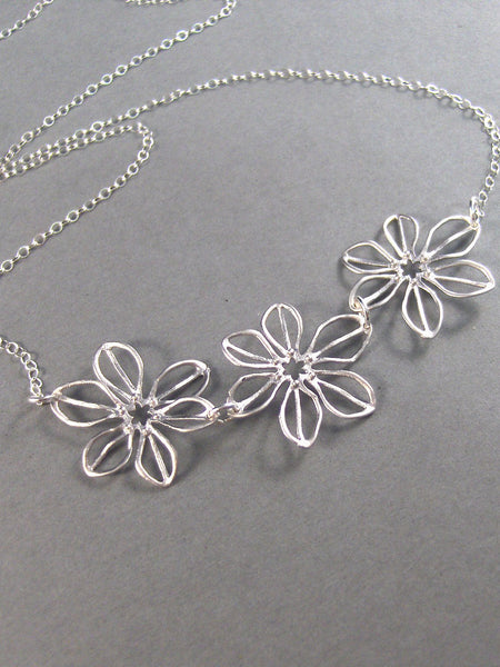 SALE Jennifer,Sterling Silver,Silver Necklace,Flower,Sterling Necklace,Cherry Blossom,Wedding, valley girl designs on Etsy,