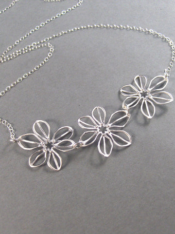 SALE Jennifer,Sterling Silver,Silver Necklace,Flower,Sterling Necklace,Cherry Blossom,Wedding, valley girl designs on Etsy,