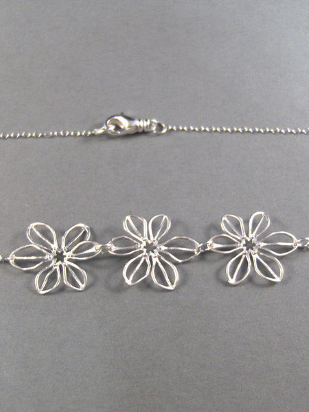 SALE Jennifer,Sterling Silver,Silver Necklace,Flower,Sterling Necklace,Cherry Blossom,Wedding, valley girl designs on Etsy,