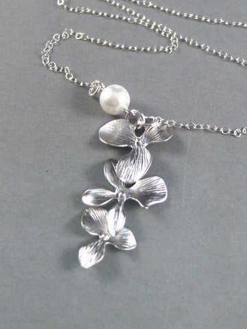 Samantha,Silver Necklace,Pearl Necklace,Cherry Blossom,Bride,Flower,Lotus. Handmade jewelery by Valleygirldesigs on Etsy.