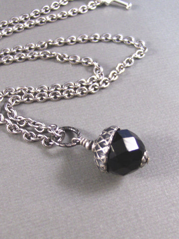 November,Acorn,Necklace,Pendant,Silver Necklace,Antiqued,Black,Onyx,Fall,Wedding. Handmade jewelery by valleygirldesigns.