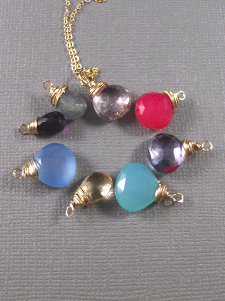 Samara,Gold Necklace,Freshwater Pearl,Initial,Blue,Aqua,Chaledony.Stamped. Handmade Jewelery by ValleyGirlDesigns.From valleygirldesigns