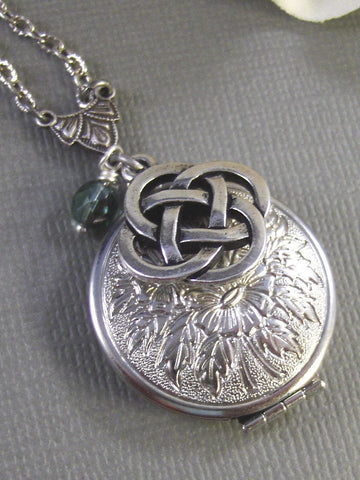 Celtic Knot,Claddagh, Antique Locket,Silver Locket,Celtic,Crown, Irish,Lucky, Shamrock,Tradition,Love. Handmade jewelry by valleygirldesigns