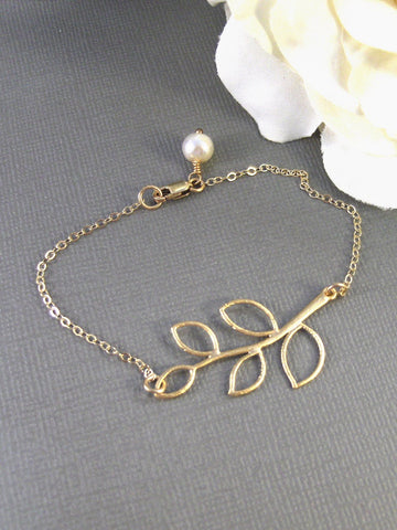 Olive Branch,Gold,Gold Branch,Gold Bracelet,Branch,Family,Bride,Wedding. Handmade jewelry by valleygirldesigns on Etsy.