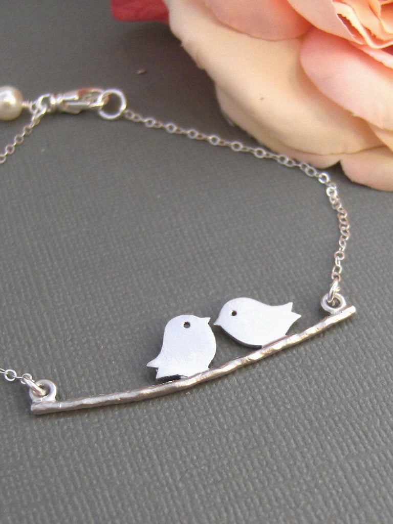 Silver Love Birds Sterling Silver Silver Branch Silver Bracelet